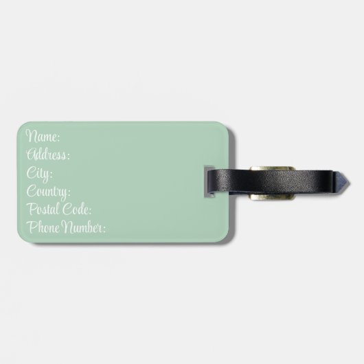 Retrostil blüht auf grünem Hintergrund Gepäckanhänger (Rückseite horizontal)