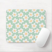 Retrostil blüht auf grünem Hintergrund Mousepad (Mit Mouse)
