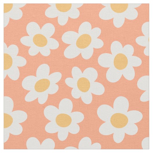 Retrostil blüht auf orangefarbenem Hintergrund Stoff (Nahaufnahme)