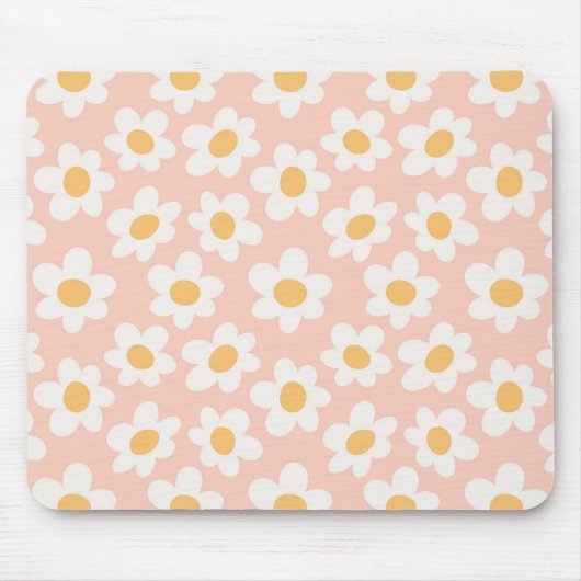 Retrostil blüht auf rosa Hintergrund Mousepad (Vorne)