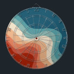 Retrostil Dartscheibe<br><div class="desc">geometrische Muster im Retrostil mit roten,  orangefarbenen,  blauen und türkisfarbenen Streifen</div>