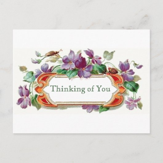 Retrostil Denken Sie an Vintage Blumenvioletten Postkarte (Vorderseite)