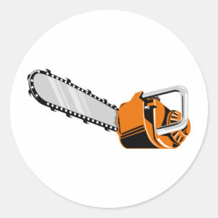 Retrostil der Kettensäge Runder Aufkleber