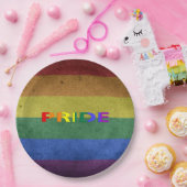 Retrostil des LGBT-Regenbogendrucks Pappteller (Party)