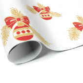 Retrostil in Gold und Rot Geschenkpapier (Rolleneckpunkt)