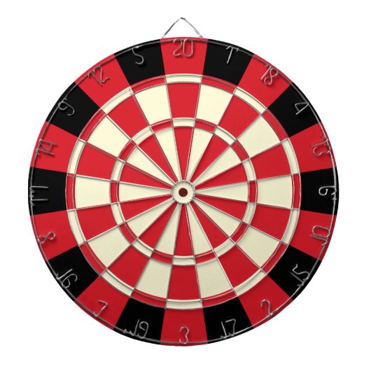 Retrostil in Rot, Schwarz und Creme Dartscheibe (vorne)