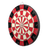 Retrostil in Rot, Schwarz und Creme Dartscheibe (Vorderseite rechts)