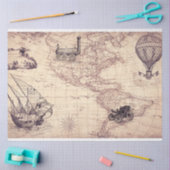 Retrostil Kartenmuster, Weltkarten thematisch Seidenpapier (Basteln)