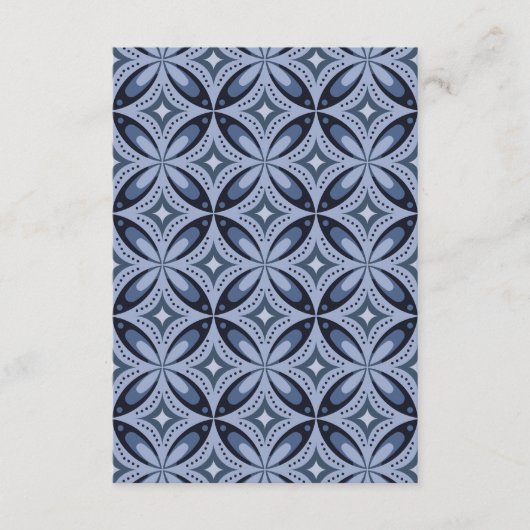 Retrostil mit blauem geometrischem Muster Hinweiskarte (Vorderseite)