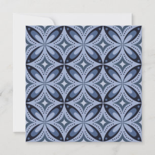 Retrostil mit blauem geometrischem Muster Mitteilungskarte