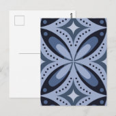 Retrostil mit blauem geometrischem Muster Postkarte (Vorne/Hinten)