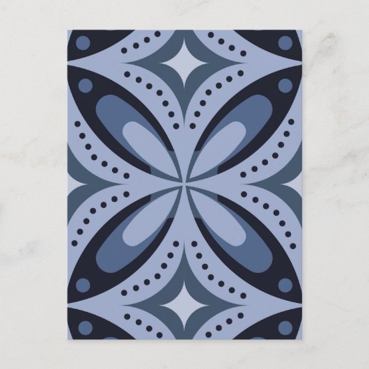 Retrostil mit blauem geometrischem Muster Postkarte (Vorderseite)
