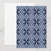 Retrostil mit blauem geometrischem Muster Save The Date (Vorne/Hinten)