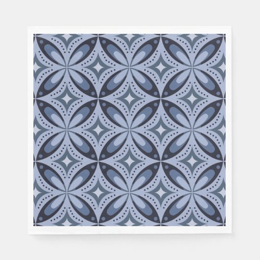 Retrostil mit blauem geometrischem Muster Serviette (Vorderseite)