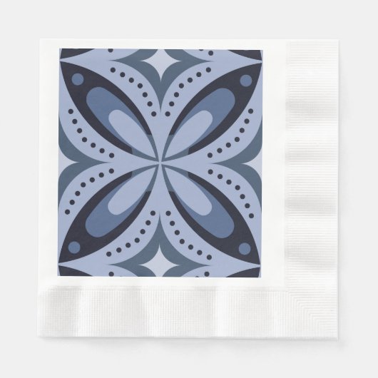 Retrostil mit blauem geometrischem Muster Serviette (Vorderseite)