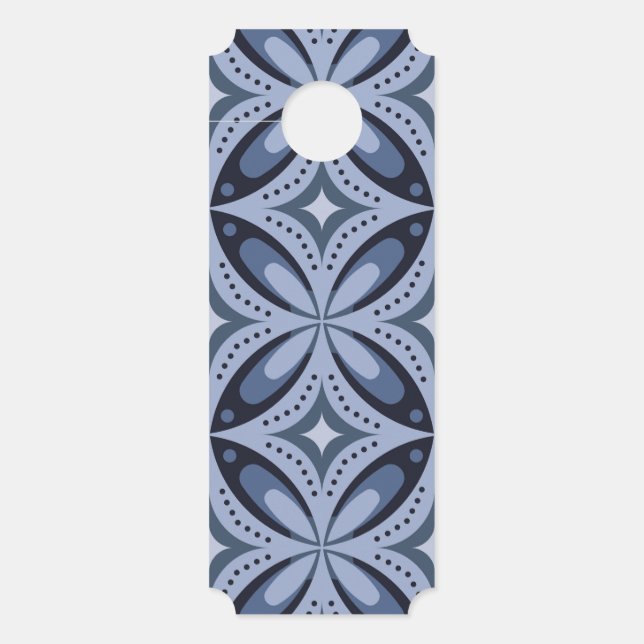 Retrostil mit blauem geometrischem Muster Türanhänger (Vorderseite)