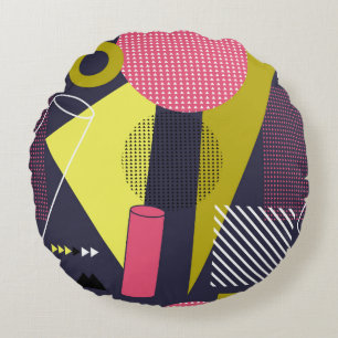 Retrostil, Muster-Design. Kunst, abstrakt, Rundes Kissen