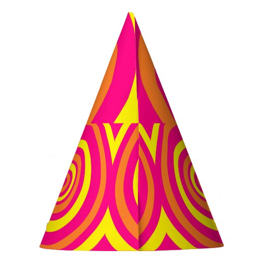 Retrostil-Party mit orangefarbenem Hot-Pink-Gelb Partyhütchen (Rückseite)