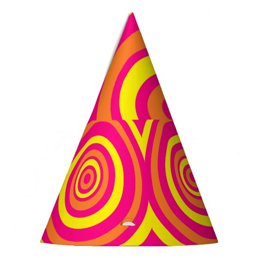 Retrostil-Party mit orangefarbenem Hot-Pink-Gelb Partyhütchen (Links)