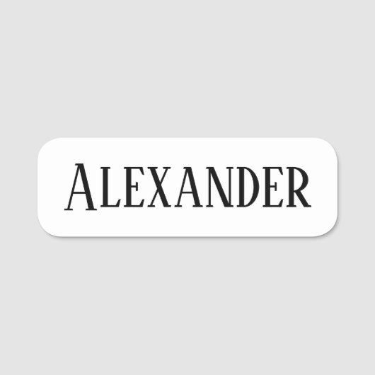 Retrostil Schwarz und Weiß rechteckig Namensschild (Vorderseite)