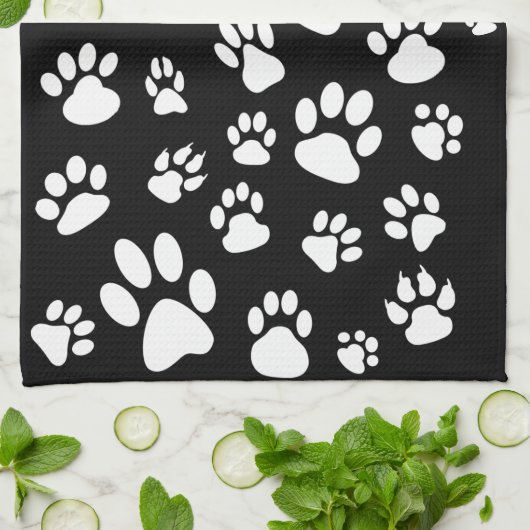 Retrostil Schwarz-Weiß-Zacken-Drucke Geschirrtuch (Gefaltet)