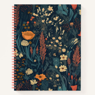 Retrostil, Wildblume, Natur, dunkle Blumen Notizblock