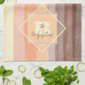 Retrostreifen am Monogramm fallen gelb orange brau Geschirrtuch (Gefaltet)