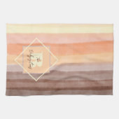 Retrostreifen am Monogramm fallen gelb orange brau Geschirrtuch (Horizontal)