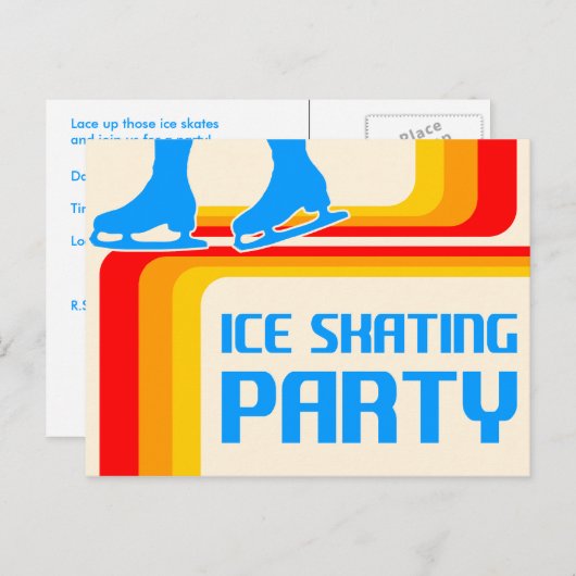 Retrostreifen : Eis-Skaten-Party Einladung (Vorne/Hinten)