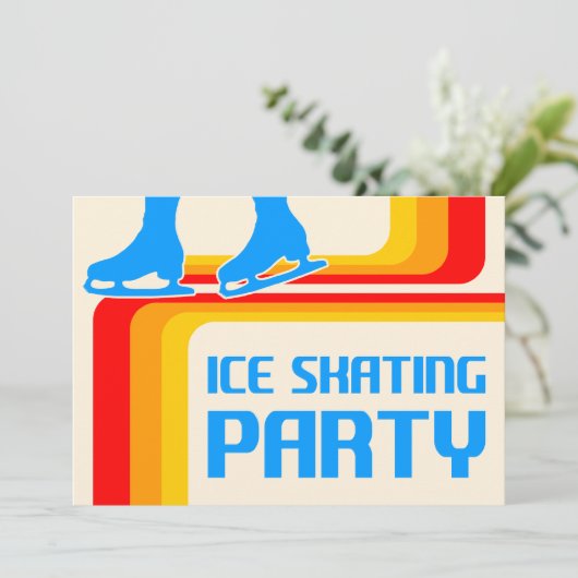 Retrostreifen Eis Skaten Party Einladung (Stehend Vorderseite)