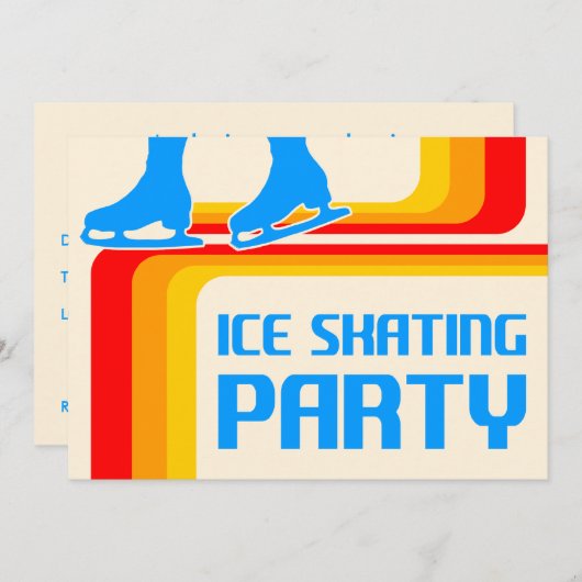 Retrostreifen Eis Skaten Party Einladung (Vorne/Hinten)