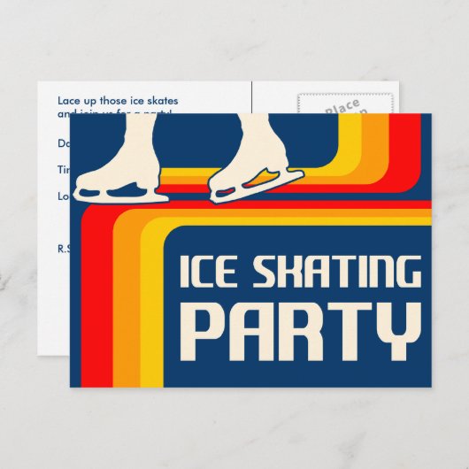 Retrostreifen Eis Skaten Party Einladung (Vorne/Hinten)