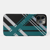 Retrostreifen mit Monogramm, schwarz, grau, Aquama Case-Mate iPhone Hülle (Rückseite (Horizontal))