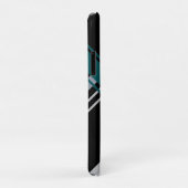 Retrostreifen mit Monogramm, schwarz, grau, Aquama Case-Mate iPhone Hülle (Hinten/Rechts)