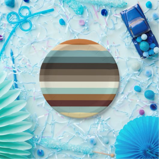 Retrostreifen Pappteller (Party)