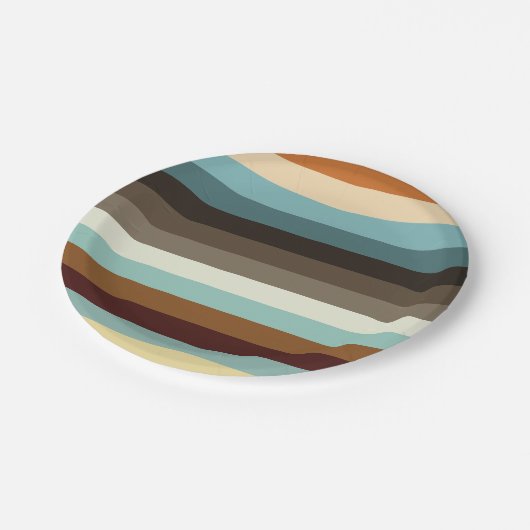 Retrostreifen Pappteller (Schrägansicht)