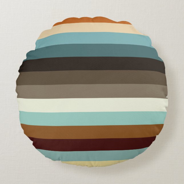 Retrostreifen Rundes Kissen (Vorderseite)