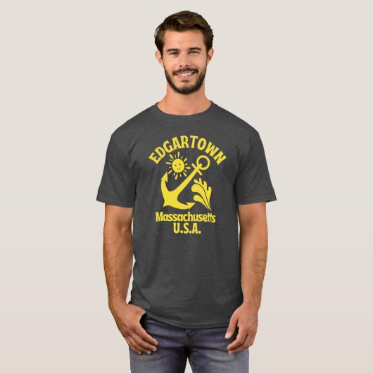 RetroStyle town Massachusetts USA Nautical Yellow T-Shirt (Vorne ganz)