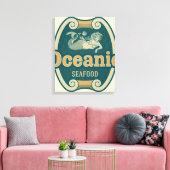 Retrostyling-Meerjungetikett Leinwanddruck (Insitu (Wohnzimmer))