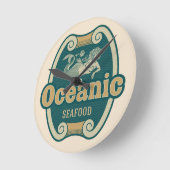 Retrostyling-Meerjungetikett Runde Wanduhr (Winkel)