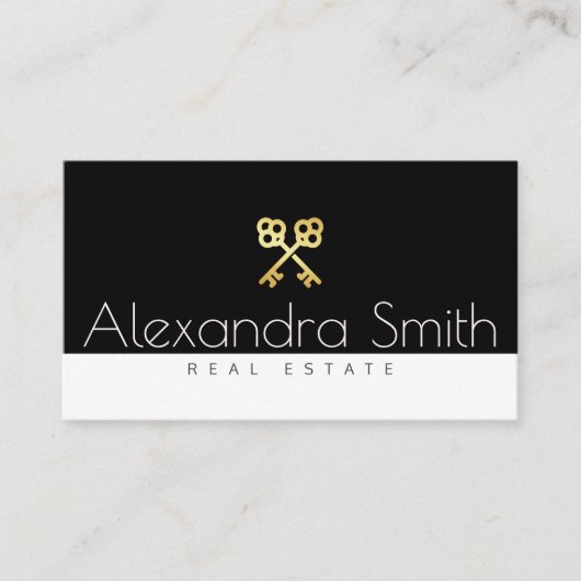 Retrotasten aus schwarzem Gold, reales Anwesen Visitenkarte (Vorderseite)