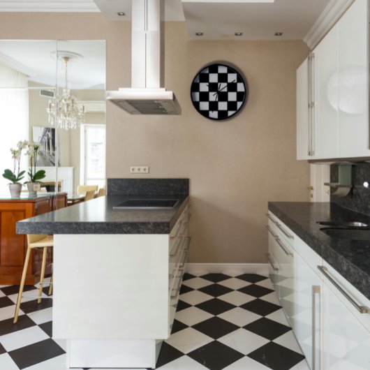 Retrousche der schwarzen und weißen Wandhalterung Uhr