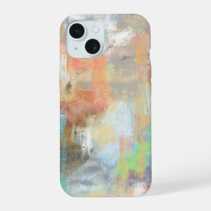 Retrovibe, gelb,pfirsichfarben,taupe,grau,cyan pai iPhone 15 hülle