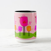 Retrovögel 2 zweifarbige tasse (Mittel)