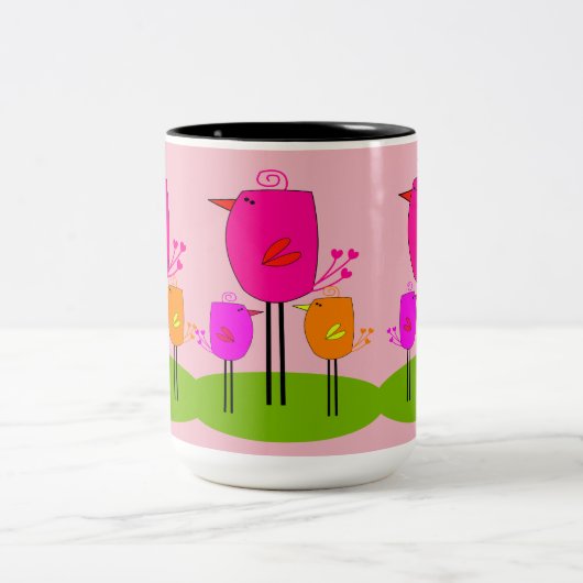 Retrovögel 2 zweifarbige tasse (Mittel)