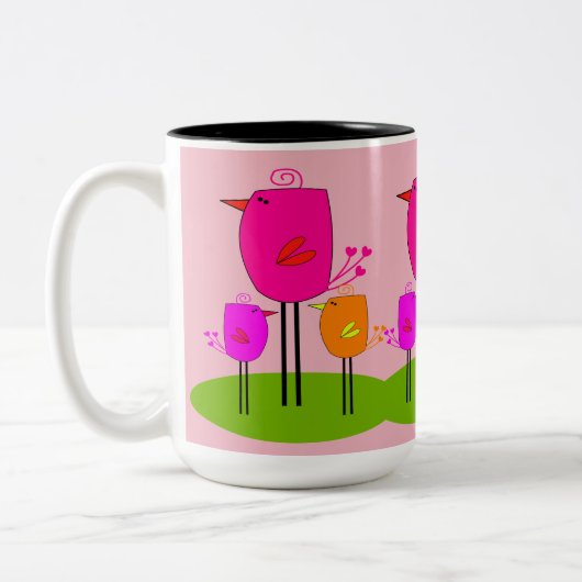 Retrovögel 2 zweifarbige tasse (Links)