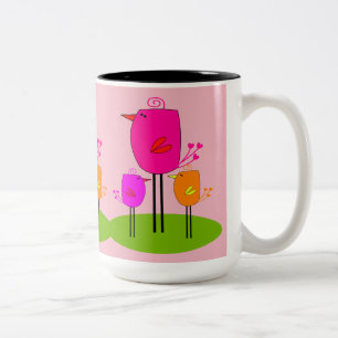 Retrovögel 2 zweifarbige tasse