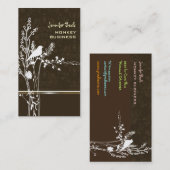 Retrovogel auf Zweig + Damast Visitenkarte (Vorne/Hinten)