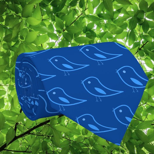 Retrovögel in blau - moderne Krawatte