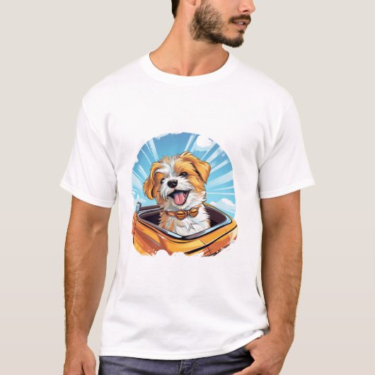 Retrowagen Hundefahrt Idee T-Shirt (Vorderseite)